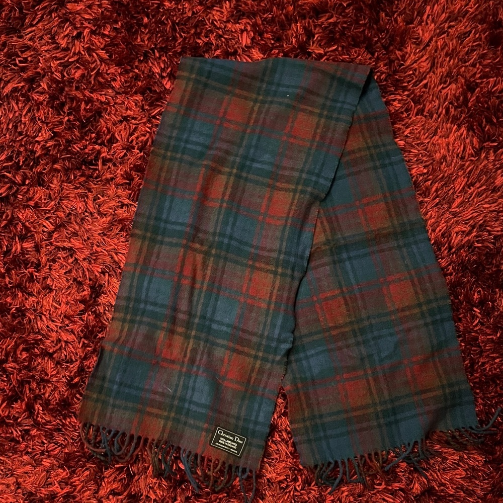 Dior Red and Blue Plaid Scarf